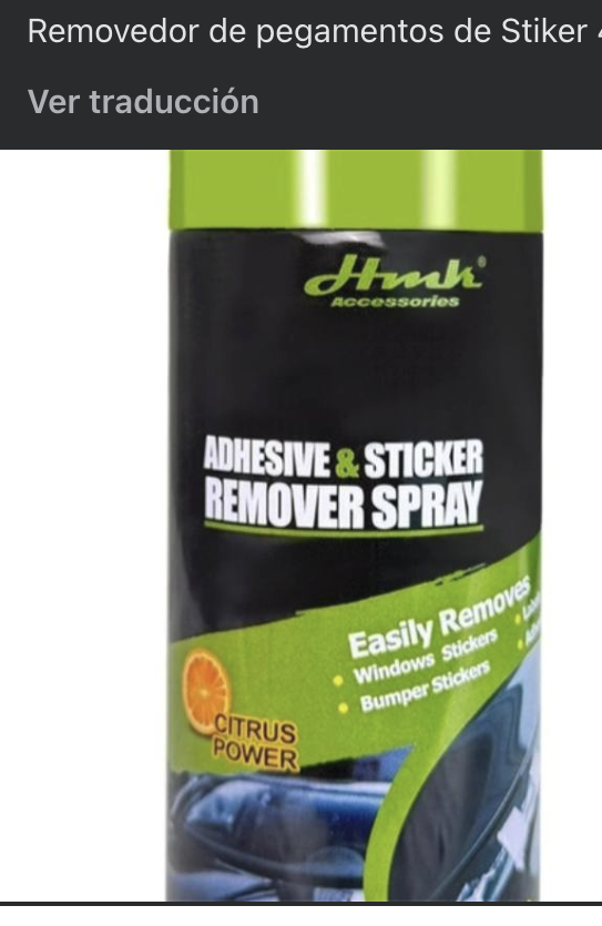 Removedor de pegamentos de Stiker 450ml romg e surtace below Removes adhesive. rh phe Som