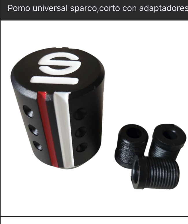 Pomo universal sparco,corto con adaptadores para diferentes tipo de manillas